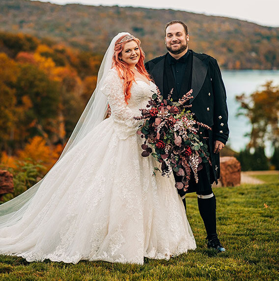 Sarah and John on their wedding day