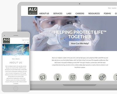 ALG homepage on desktop and smart phone.