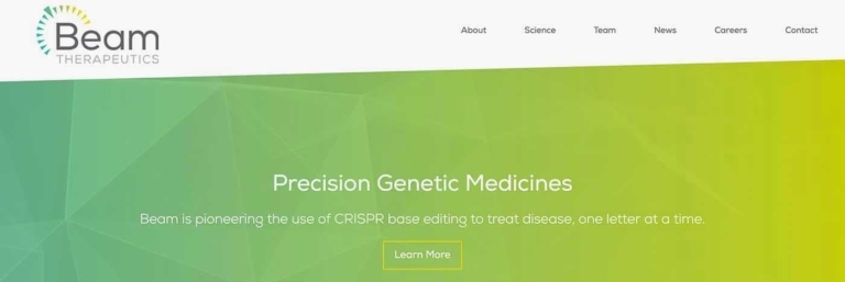 Biotech Web Design Example: Beam Therapeutics.